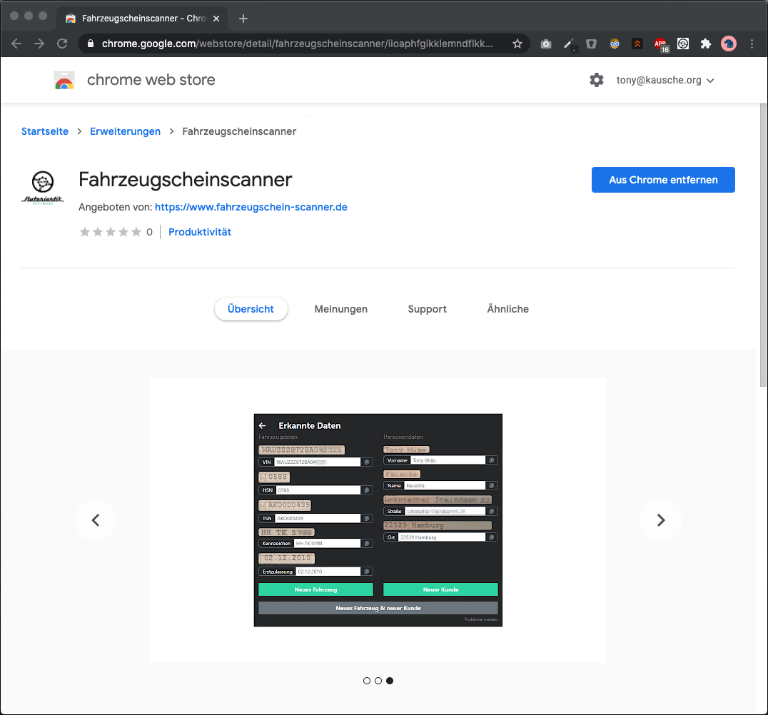 Fahrzeugschein-Scanner Hardware